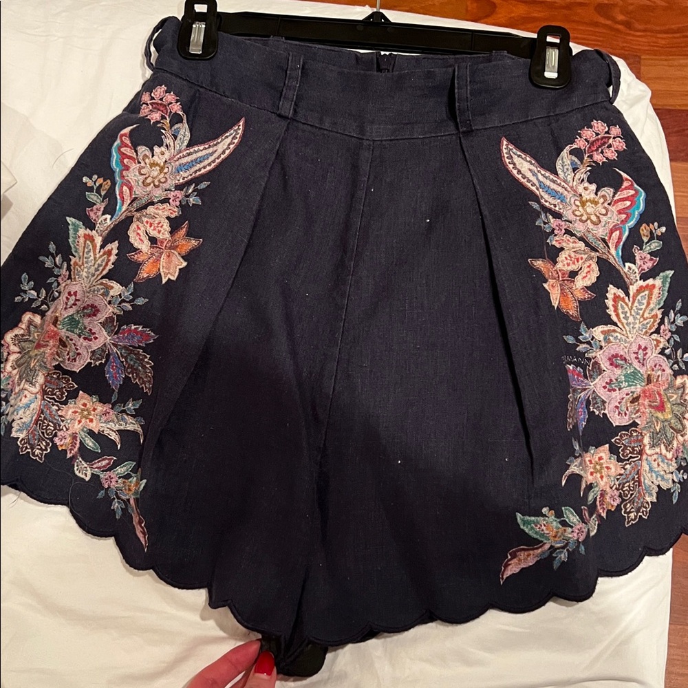 Zimmermann Navy Floral High Waist Shorts - Picture 6 of 7